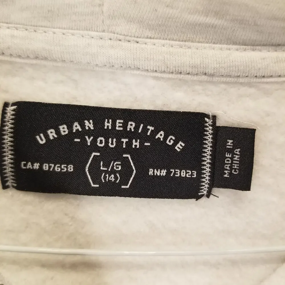 Urban Heritage‎ Grey Zipper Hoodie Youth L 14 - Picture 2 of 10